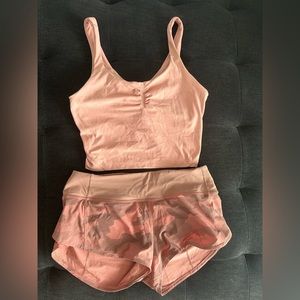 COPY - LULUlemon , sport set align top and shorts , size 4 , color pink peach